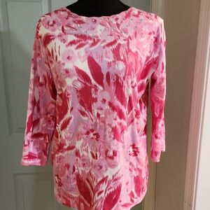 Boxy Pink Blouse with 3/4 Sleeves